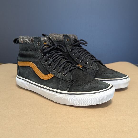 Vans Other - VANS SK8-HI MTE Black Tweed Sneakers Suede Leather Mens 8.5 Skater Skate Grugne